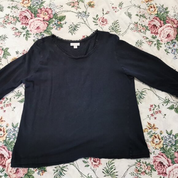 J Jill Love Linen Blouse Top Black Beach Resortwear Boho Lagenlook Size L 0306 - Picture 3 of 5